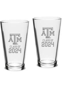 Texas A&amp;M Aggies Class of 2024 Hand Etched Crystal 2 Piece Pint Glass