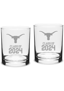 Texas Longhorns Class of 2024 Hand Etched Crystal 2 Piece Rock Glass
