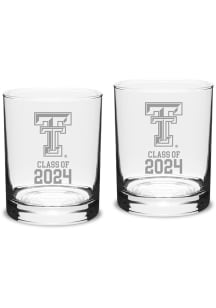 Texas Tech Red Raiders Class of 2024 Hand Etched Crystal 2 Piece Rock Glass