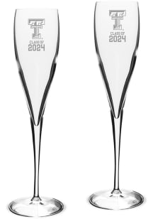 Texas Tech Red Raiders Class of 2024 Hand Etched 2Pc Set Toasting Wine Glass