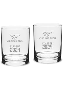 Virginia Tech Hokies Class of 2024 Hand Etched Crystal 2 Piece Rock Glass