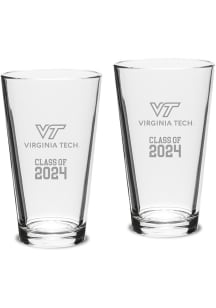 Virginia Tech Hokies Class of 2024 Hand Etched Crystal 2 Piece Pint Glass