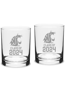 Washington State Cougars Class of 2024 Hand Etched Crystal 2 Piece Rock Glass