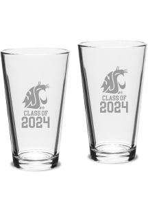 Washington State Cougars Class of 2024 Hand Etched Crystal 2 Piece Pint Glass