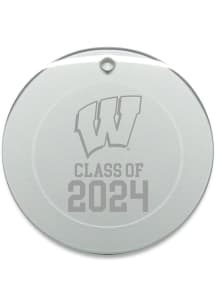Wisconsin Badgers Class of 2024 Hand Etched Crystal Circle Ornament