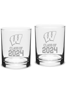 Wisconsin Badgers Class of 2024 Hand Etched Crystal 2 Piece Rock Glass