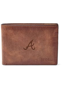 Atlanta Braves Fossil Leather Front Pocket Mens Bifold Wallet