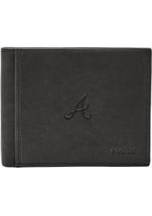 Atlanta Braves Fossil Leather RFID with Flip ID Mens Bifold Wallet