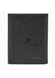 Atlanta Braves Fossil Leather Extra Capacity Mens Trifold Wallet
