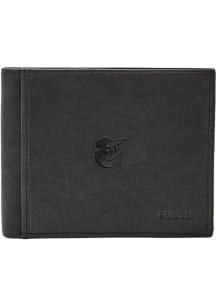 Baltimore Orioles Fossil Leather RFID with Flip ID Mens Bifold Wallet