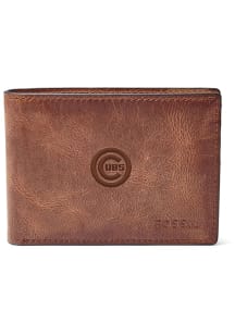 Chicago Cubs Fossil Leather Front Pocket Mens Bifold Wallet