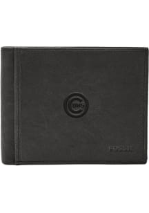 Chicago Cubs Fossil Leather RFID with Flip ID Mens Bifold Wallet