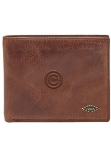 Chicago Cubs Fossil Leather RFID Mens Bifold Wallet