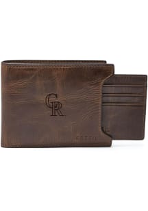 Colorado Rockies Fossil Leather Sliding 2 in 1 Mens Bifold Wallet