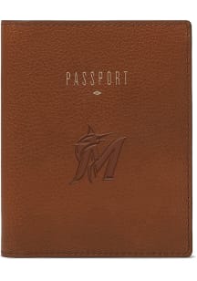 Miami Marlins Fossil Eco Leather Passcase Mens Bifold Wallet