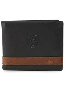 Milwaukee Brewers Fossil Leather Flip ID Mens Bifold Wallet