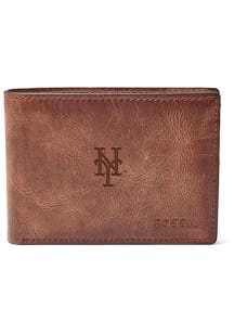 New York Mets Fossil Leather Front Pocket Mens Bifold Wallet
