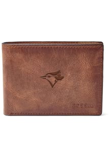 Toronto Blue Jays Fossil Leather Front Pocket Mens Bifold Wallet