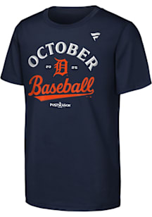 Detroit Tigers Youth Navy Blue 2025 Postseason Participant Locker Room Short Sleeve T-Shirt