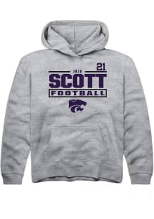 jojo scott Rally Youth Grey K-State Wildcats NIL Stacked Box Long Sleeve Player Hoodie