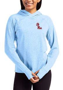 Cutter and Buck Ole Miss Rebels Womens Light Blue Adapt Knit Hood Hooded Sweatshirt
