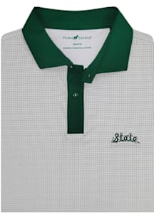 Michigan State Spartans Mens White State Script Short Sleeve Fashion Polo