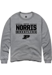 Dustin Norris Rally Mens Graphite Purdue Boilermakers NIL Stacked Box Player Crew