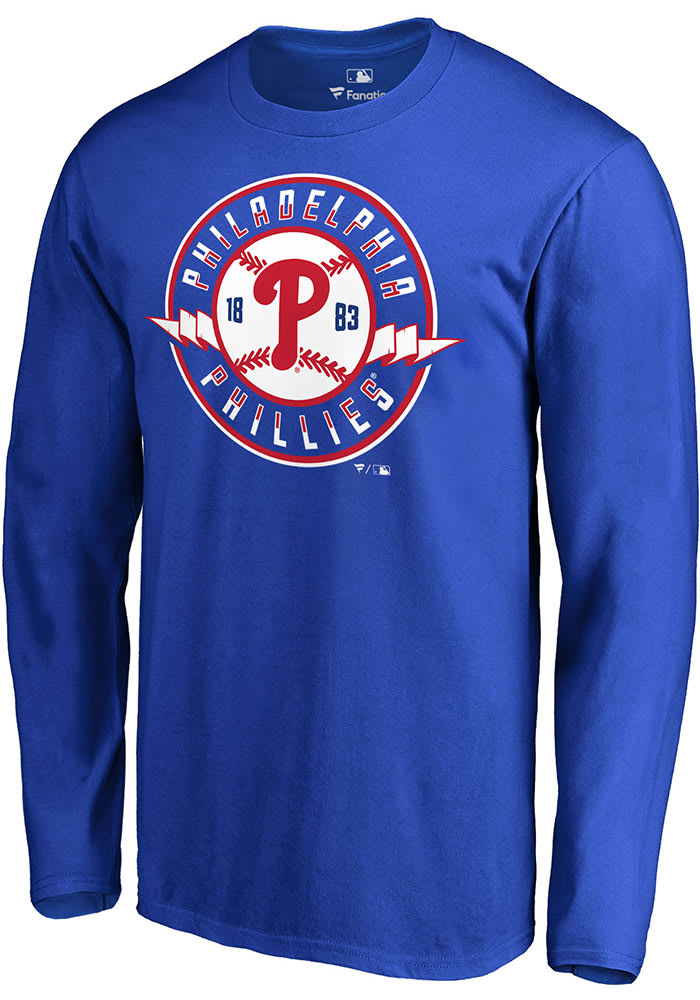 Majestic Philadelphia Phillies Blue Phillies Pennant Long Sleeve T Shirt
