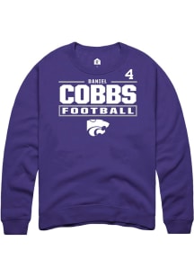 Daniel Cobbs Rally Mens Purple K-State Wildcats NIL Stacked Box Player Crew