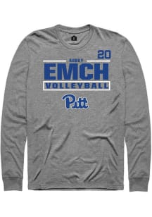 Abbey Emch Mens Graphite Pitt Panthers NIL Stacked Box Long Sleeve Player T Shirt