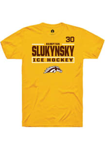 Hampton Slukynsky Rally Mens Gold Western Michigan Broncos NIL Stacked Box Player T Shirt
