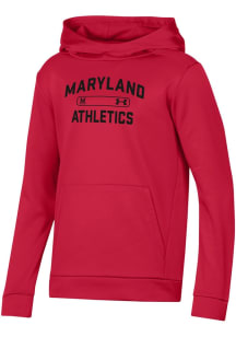 Youth Maryland Terrapins Red Under Armour Armour Long Sleeve Hooded Sweatshirt