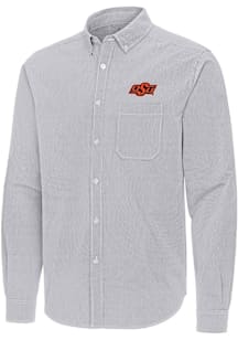 Antigua Oklahoma State Cowboys Mens Ash Porter Long Sleeve Dress Shirt