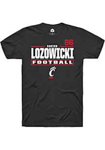 Xavier Lozowicki Cincinnati Bearcats Black Football NIL Stacked Box Short Sleeve Player T Shirt