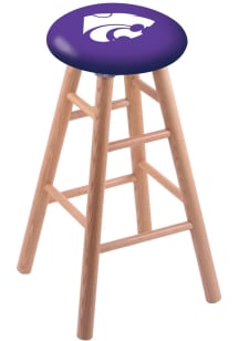 Brown K-State Wildcats Round Cushion Oak Pub Stool