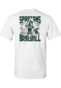 Youth White Michigan State Spartans Sparty Playing Baseball Short Sleeve T-Shirt