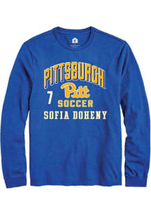 Sofia Doheny Mens Blue Pitt Panthers NIL Arch Logo Long Sleeve Player T Shirt