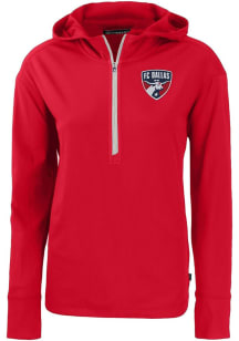 Cutter and Buck FC Dallas Womens Red Daybreak Hood Qtr Zip