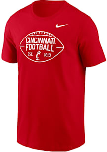 Cincinnati Bearcats Red Nike Football Short Sleeve T Shirt