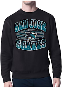 Starter San Jose Sharks Mens Black Grit Long Sleeve Crew Sweatshirt