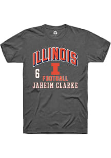 Jaheim Clarke Rally Mens Dark Grey Illinois Fighting Illini NIL Arch Logo Player T Shirt