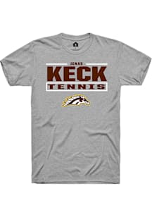 Jonas Keck Western Michigan Broncos Grey NIL Stacked Box Short Sleeve Player T Shirt