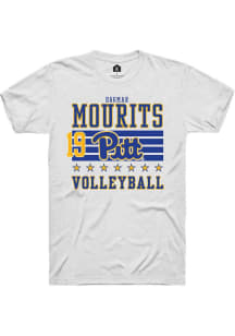 Dagmar Mourits Rally Mens White Pitt Panthers NIL Striped Player T Shirt
