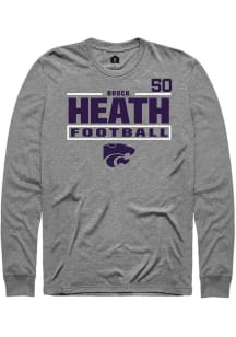 Brock Heath Mens Graphite K-State Wildcats NIL Stacked Box Long Sleeve Player T Shirt
