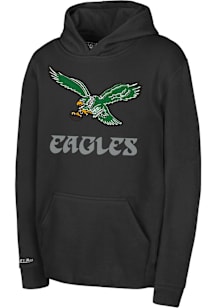 Mitchell and Ness Philadelphia Eagles Youth Black Retro Wordmark Logo Long Sleeve Hoodie