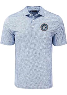Cutter and Buck New York City FC Mens Navy Blue Pike Diamond Dot Short Sleeve Polo