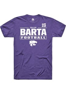 Callen Barta Rally Mens Purple K-State Wildcats NIL Stacked Box Player T Shirt