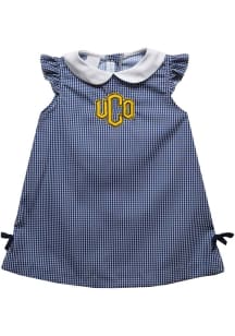 Vive La Fete Central Oklahoma Bronchos Baby Girls Blue Gingham Short Sleeve Dress