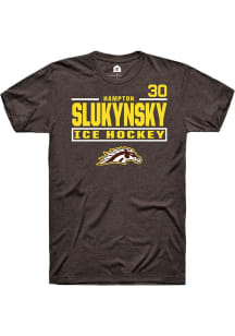 Hampton Slukynsky Rally Mens Brown Western Michigan Broncos NIL Stacked Box Player T Shirt