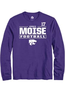 Adonis Moise Mens Purple K-State Wildcats NIL Stacked Box Long Sleeve Player T Shirt
